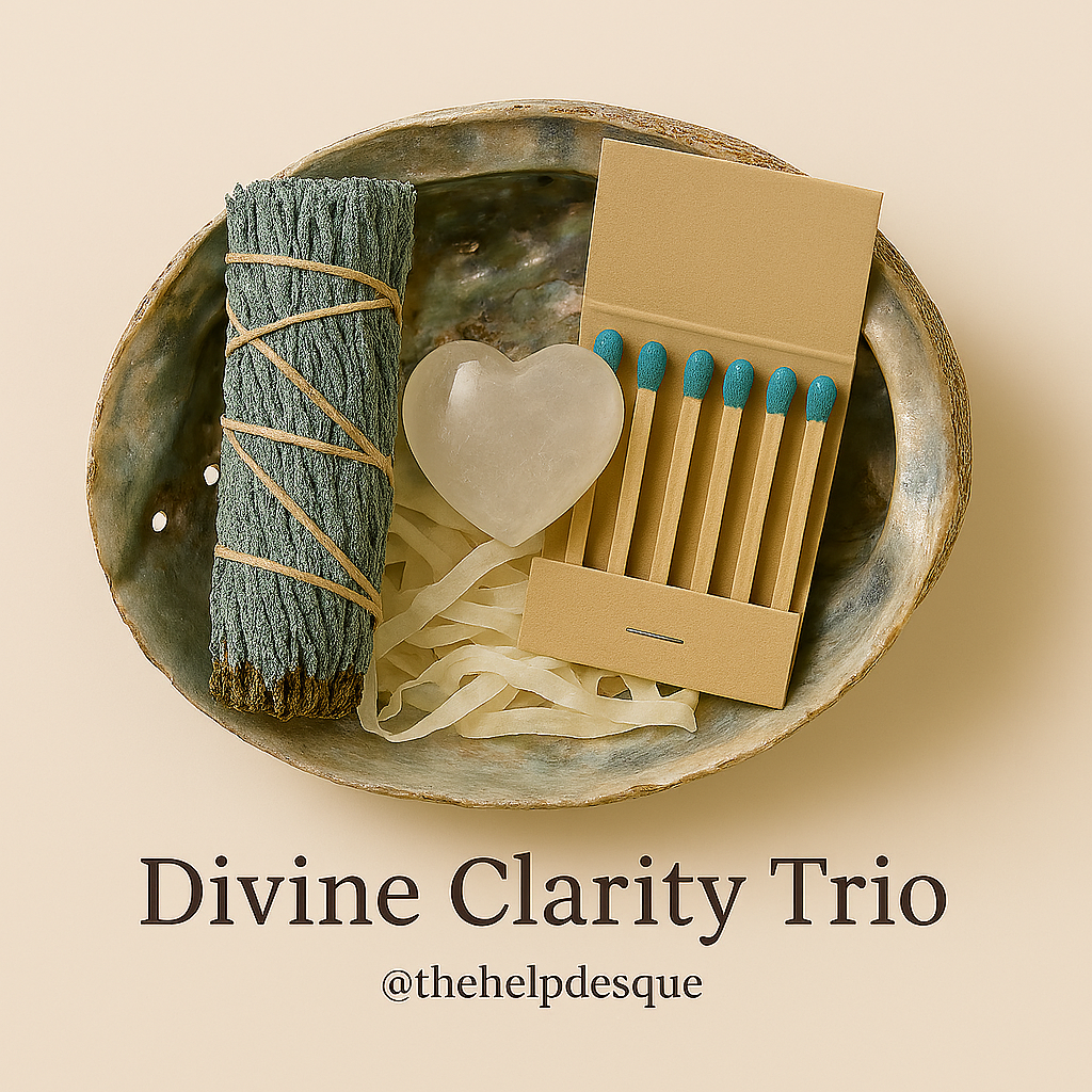 Divine Clarity Trio – Blue Sage & Eucalyptus Wand, Clear Quartz & Matches