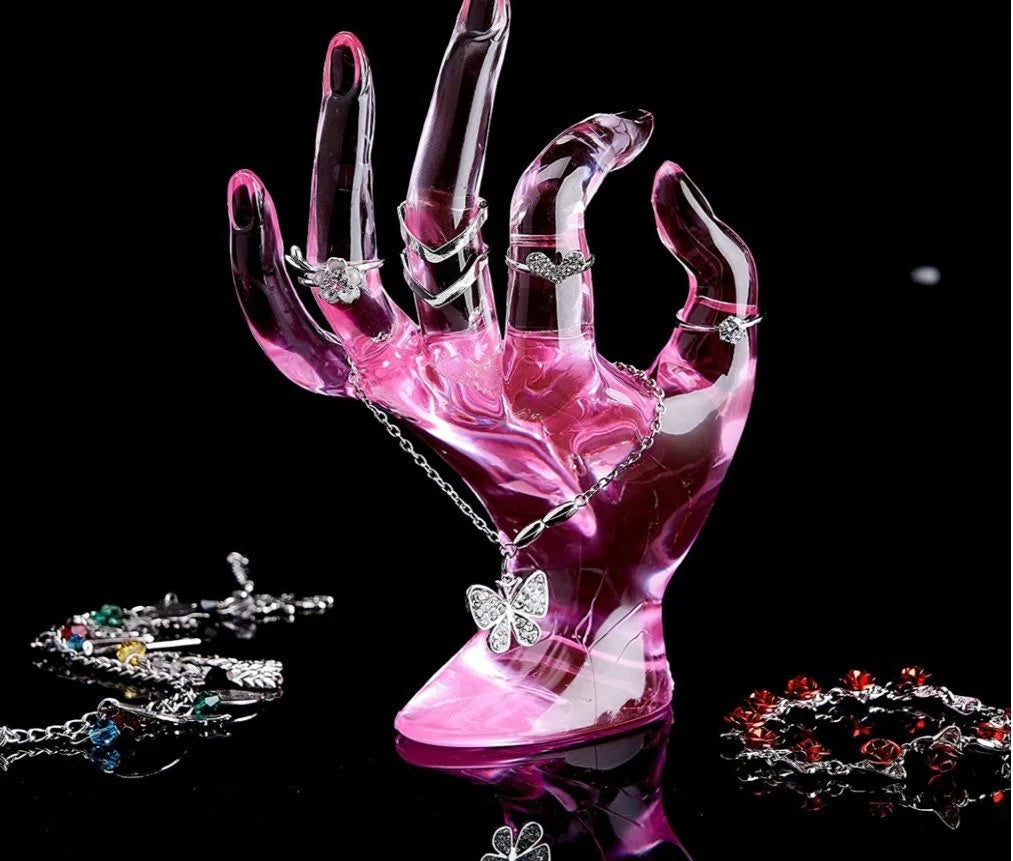 The Haute Hand - Crystal Rose Jewelry Display Sculpture