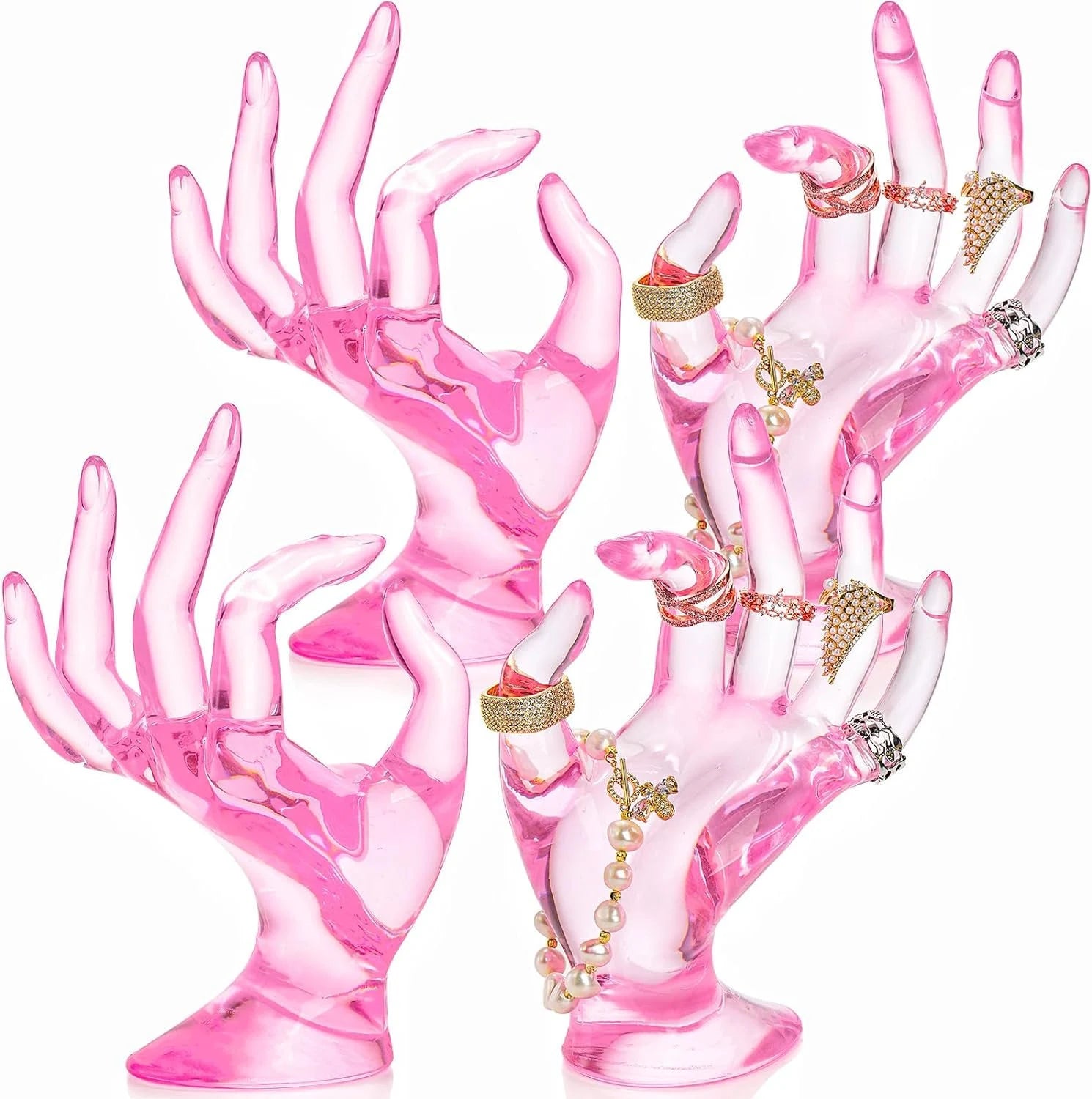 The Haute Hand - Crystal Rose Jewelry Display Sculpture